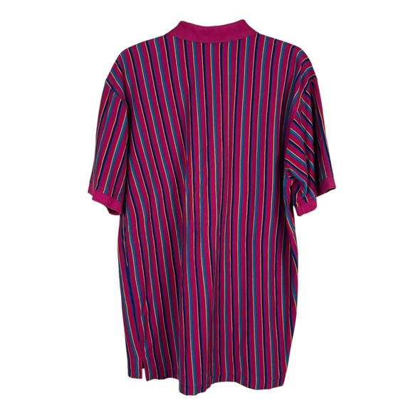 VTG 80s 90s CHRISTIAN DIOR Monsieur Polo Shirt Large Funky Stripe Golf Grandpa - Picture 2 of 16